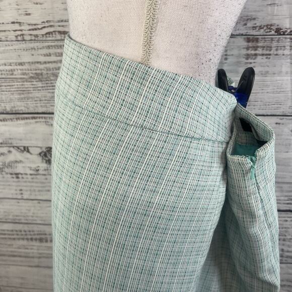 Evan Picone Skirt Plus sz 18 Green Plaid Tweed Straight Knee Suit Career Church - Picture 6 of 10